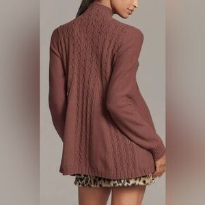 Anthropologie Pilcro Mock-Neck Sweater NWT Cocoa Cable-Knit Tunic Swing Style M